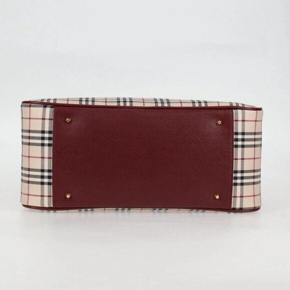 BURBERRY Nova Check Hand Bag Canvas Beige Gold Auth am8511V - Picture 7 of 16